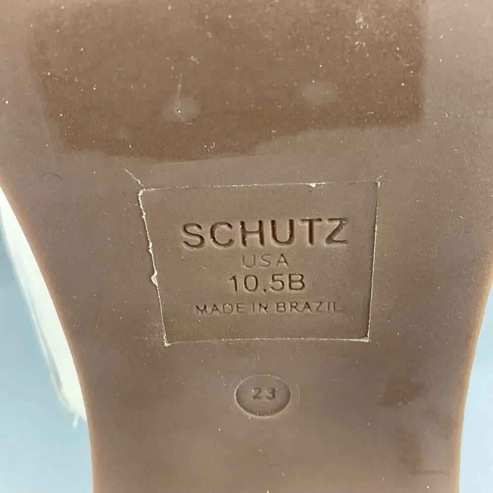 NEW Schutz Women’s Dale Cutout Leather & Cork Sandals White Size 10.5B